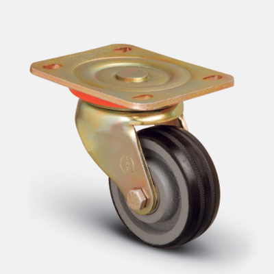 Колесо большегрузное обрезиненное поворотное 200 мм ( ED01 VBR 200 ), диск-чугун 